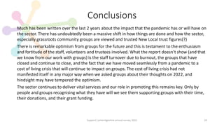 Conclusions
All our experience has shown the importance of the groups we work with, those groups that are local
and embedd...