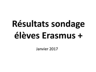 Résultats sondage
élèves Erasmus +
Janvier 2017
 