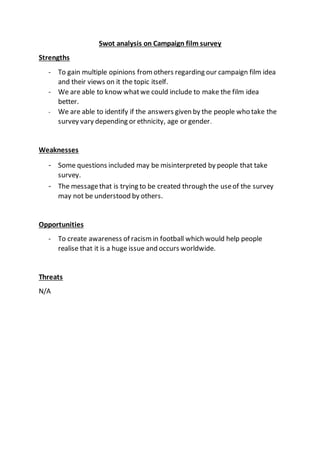 Swot Sample Survey Survey swot | DOCX