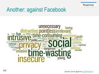 Caroline Jarrett @cjforms (CC) BY SA-4.0
Responses
Another: against Facebook
135
 