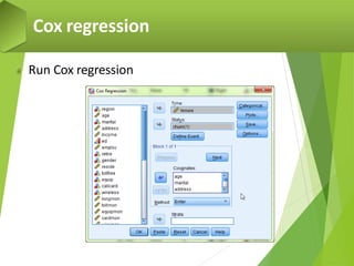 (pdf) survival analysis by using cox regression model... Survival Analysis Using SPSS | PDF