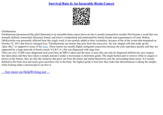 Survival Rate Is An Incurable Brain Cancer | PPT