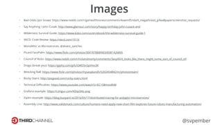 @svpember
Images
• Bad Odds (Jon Snow): https://www.reddit.com/r/gameofthrones/comments/4owm95/s6e9_megathread_gifwallpaperscreenshot_requests/
• Say Anything / John Cusak: http://www.glamour.com/story/happy-birthday-john-cusack-and
• Wilderness Survival Guide: https://www.kobo.com/us/en/ebook/the-wilderness-survival-guide-1
• XKCD: Code Review: https://xkcd.com/1513/
• Monolithic vs Microservices: @alvaro_sanchez
• Picard FacePalm: https://www.ﬂickr.com/photos/30418788@N03/8381426895
• Council of Ricks: https://www.reddit.com/r/rickandmorty/comments/3exy00/it_looks_like_there_might_some_sort_of_council_of/
• Drago (break you): https://giphy.com/gifs/GWD5nSpiHxs3K
• Wrecking Ball: https://www.ﬂickr.com/photos/rhysasplundh/5202454842/in/photostream/
• Rocky Stairs: http://pixgood.com/rocky-stairs.html
• Technical Diﬃculties: https://www.youtube.com/watch?v=EC15BmzsdhM
• Grafana example: https://i.imgur.com/KOqcD6L.png
• Zipkin example: https://blog.buoyant.io/2016/05/17/distributed-tracing-for-polyglot-microservices/
• Assembly Line: http://www.solidsmack.com/culture/humans-need-apply-new-short-ﬁlm-explores-future-robots-manufacturing-automation/
 