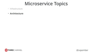 @svpember
Microservice Topics
• Infrastructure
• Architecture
 