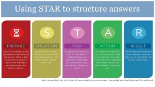 Using STAR to structure answers
 