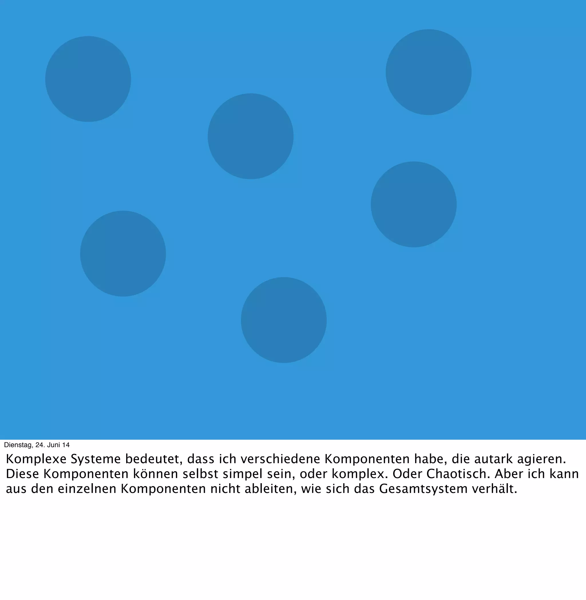 Komplexe
Adaptive
Systeme
Dienstag, 24. Juni 14
Das liegt am Verhalten von komplexen Systemen, konkret an komplex adaptiven Systemen.
Was ist so ein System?
 