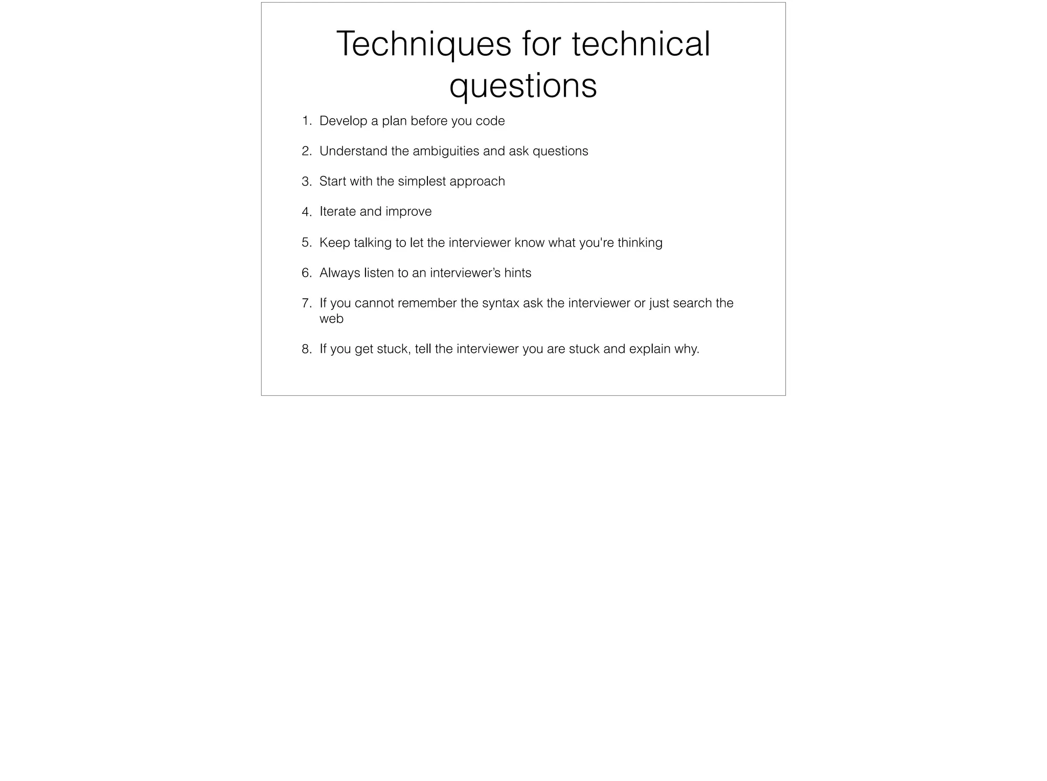 Sometimes just ask for moment, ﬁnd that place of peace and break down the problem and code.. Maybe just start with comments and build up to code..
 
