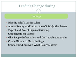 The ending makes the beginning possible Manage Morale Issues