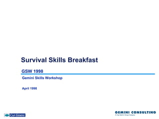Survival Skills Breakfast
GSW 1998
Gemini Skills Workshop

April 1998
 