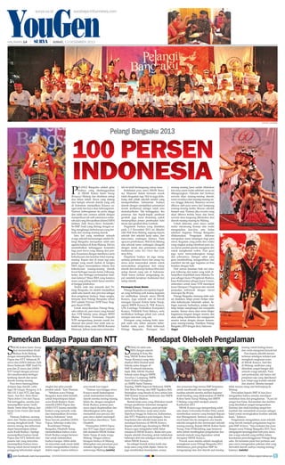 YouGen
surya.co.id

HALAMAN 14

|

surabaya.tribunnews.com

| JUMAT, 13 DESEMBER 2013

FOTO-FOTO : DOK PRIBADI

Pelangi Bangsaku 2013

100 Persen
Indonesia

P

elangi Bangsaku adalah gelar
budaya yang diselenggarakan
di SMAK Kolese Santo Yusup
(Kosayu) Malang dan diadakan setiap
dua tahun sekali. Siswa yang datang
dari hampir seluruh daerah yang ada
di Indonesia menjadikan Kosayu sangat unik dan kaya akan keberagaman.
Namun, keberagaman itu perlu dijaga
dan salah satu caranya adalah dengan
memperkuat tali asih antarsiswa sedaerah asal yang diwujudkan dalam JASSA
(Jalinan Asih Siswa/Siswi Sedaerah/
Se-SMP Asal) yang diiringi dengan saling menghargai kebudayaan yang berbeda dari masing-masing daerah.
Satu hal yang membuat seluruh
warga sekolah bersemangat adalah Pelangi Bangsaku merupakan salah satu
agenda budaya di Kota Malang. Hal itu
menimbulkan kebanggaan tersendiri
bagi para siswa yang datang dari penjuru Nusantara dengan membawa serta
kebudayaan dan kearifan lokal masingmasing. Kapan dan di mana lagi para
pelajar yang masih duduk di bangku
SMA dapat menunjukkan talenta dan
kebudayaan masing-masing daerah
lewat berbagai macam tarian, folksong,
teater, dan berbagai pertunjukan kesenian lainnya? Masa SMA yang katanya
masa yang paling indah harus membuat bangga pelakunya.
Tradisi unik dan menarik dari Pelangi Bangsaku ini adalah menjadikan
salah satu daerah atau provinsi sebagai
ikon pergelaran budaya. Siapa sangka,
ternyata ikon Pelangi Bangsaku tahun
2013 adalah Provinsi NTB Nusa Tenggara Barat (NTB).
Untuk menyukseskan Pelangi Bangsaku tahun ini, para siswa yang berasal
dari NTB bekerja sama dengan BPPD
(Badan Promosi Pariwisata Daerah)
NTB mengundang pemain musik tradisional dan penari dari salah satu sekolah kerja sama, yaitu SMAK Kesuma
Mataram. Jalinan kerja sama antarseko-

Pamerkan Budaya Papua dan NTT

S

MAK Kolese Santo Yusup
ikut memeriahkan Kirab
Budaya Kota Malang
dengan menampilkan budaya
Papua dan NTT. Sebanyak 29
siswa dari JASSA (Jalinan Asih
Siswa Sedaerah/SMP Asal) Papua dan 22 siswa dari JASSA
NTT tampil dengan percaya
diri membawakan berbagai
tembang daerah dan tarian
daerah masing-masing.
Para siswa menyuguhkan
delapan lagu daerah, yaitu
lagu Ofa Langga, Benggong, Ie Ie,
Mai Fali E dari NTT, dan lagu
Sajojo, Asai Bori, Rame-Rame,
Papua dalam Cinta dari Papua.
Tak ketinggalan, mereka pun
menampilkan tarian Yamko
Rambe Yamko khas Papua, dan
tarian Gemu Famire dari tanah
NTT.
Theresia Zsabrina, seorang
siswi dari Timika menyatakan
senang mengikuti kirab. “Saya
merasa senang dan terhormat
dapat berpartisipasi dalam
acara Kirab Budaya. Apalagi
menampilkan budaya tanah
Papua dan NTT, berbeda dari
peserta lain yang mayoritas
menampilkan budaya Jawa.
Sayang sekali durasi tampil di
panggung kehormatan sangat

singkat dan jalur parade
pendek sekali,” kata Theresia.
“Sebelum acara Pelangi
Bangsaku kami telah berlatih
untuk berpartisipasi dalam
acara Kirab Budaya. Kami
memilih JASSA Papua dan
JASSA NTT karena memiliki
budaya yang menarik, unik,
dan menunjukkan diversitas
budaya Indonesia” tutur
Rosa Irawati, pembina JASSA
Papua, beberapa waktu lalu.
Koordinator Pelangi
Bangsaku, Elisabeth Aning
menambahkan bahwa acara
Kirab Budaya sangat bermanfaat untuk melestarikan
budaya bangsa. Akhir-akhir
ini mayoritas anak muda tidak
terlalu mengindahkan budaya
dalam negeri, karena terbawa

join facebook.com/suryaonline

arus musik luar negeri.
“Namun saya bangga siswa
Kosayu masih berkeinginan
untuk melestarikan budaya
daerah mereka masing-masing.
Selain itu, dengan mengikuti
Kirab Budaya, potensi para
siswa dapat dioptimalkan dan
dikembangkan serta dapat
menambah rasa percaya diri
para siswa dalam menampilkan budaya daerahnya,” kata
Elisabeth.
Penampilan JASSA Papua
dan NTT juga dapat menambah eksistensi SMAK Kolese
Santo Yusup di mata warga
Malang. Dengan adanya
beragam budaya di Malang,
diharapkan rasa persatuan pun
semakin dipupuk dan dijaga
antarwarga Malang.(aniela)

lah ini telah berlangsung cukup lama.
Kehebatan para siswa SMAK Kesuma Mataram dalam bermain musik
tidak diragukan lagi. Hal ini juga didukung oleh pihak sekolah sendiri yang
memperhatikan kelestarian budaya
daerah dengan menjadikan permainan
musik terdisional sebagai salah satu
ekstrakurikuler. Tak ketinggalan, ibu
penenun dan bapak-bapak pembuat
gerabah juga turut diundang untuk
menampilkan proses pembuatan kain
tenun dan gerabah khas Lombok.
Pergelaran budaya yang diadakan
pada 2–3 November 2013 ini dihadiri
oleh Wali Kota Malang, segenap kepala
sekolah dari sekolah kerja sama, dan
tamu-tamu undangan lainnya. Pada
upacara pembukaan, Wali Kota Malang
dan seluruh tamu undangan disuguhi
dengan tarian dan permainan musik
tradisional, yaitu Tari Oncer dan Gendang Beleq.
Pergelaran budaya ini juga mengundang perhatian siswa dan orang tua
siswa serta masyarakat umum untuk
menyaksikan pergelaran dari setiap
daerah dan mencicipi kuliner khas dari
setiap daerah yang ada di Indonesia.
Tidak hanya kuliner, pengunjung dapat membeli kerajinan tradisional dari
setiap daerah.
Persiapan Enam Bulan

Pelangi Bangsaku merupakan kegiatan yang terbilang unik karena kegiatan
ini melibatkan seluruh siswa SMAK
Kosayu. Juga seluruh unit di bawah
naungan Yayasan Kolese Santo Yusup,
seperti SMPK Kosayu II, TKK Kosayu,
LPK (Lembaga Pendidikan Komputer)
Kosayu, Poliklinik Panti Rahayu, serta
melibatkan berbagai pihak luar untuk
mengisi stan-stan yang ada.
Persiapan yang matang tentu menjadi salah satu faktor penentu keberhasilan suatu acara, tidak terkecuali
Pelangi Bangsaku. Persiapan dari

S

masing-masing Jassa sudah dilakukan
kira-kira enam bulan sebelum acara ini
dilangsungkan. Dimulai dari berburu
suvenir khas masing-masing daerah,
iuran swadaya dari masing-masing siswa, hingga dekorasi. Biasanya suvenir
dibawa oleh para siswa dari kampung
masing-masing ketika liburan sekolah
hampir usai. Namun, jika suvenir yang
akan dibawa terlalu besar dan berat,
suvenir akan langsung dikirimkan dari
daerah masing-masing ke Malang.
Untuk dekorasi, para siswa sudah
mulai merancang konsep dan mulai
mengerjakan kira-kira satu bulan
sebelum kegiatan Pelangi Bangsaku
dilaksanakan. Pengerjaan dekorasi
merupakan suatu tantangan bagi para
siswa. Kegiatan yang padat dan waktu
yang singkat sering membuat para siswa harus pandai-pandai mengatur diri
untuk menghemat waktu. Para guru
juga turut menyumbangkan tenaga
dan pikirannya. Dengan sabar para
guru membimbing, mengarahkan, dan
memberi ide-ide agar kagiatan ini bisa
berjalan dengan baik.
Dari semua kesenian baik tari maupun folksong dan teater yang telah ditampilkan terpilihlah Jassa Maluku Papua sebagai Juara I Pergelaran Budaya,
Jassa Kalimantan sebagai Juara Umum,
sementara untuk Jassa NTB mendapat
Juara Harapan I Pergelaran dan meraih
penjualan terbanyak dengan omzet
mencapai Rp 49 juta.
Pelangi Bangsaku memang telah selesai diadakan, tetapi proses belajar nilainilai kebudayaan belumlah selesai. Sebagai manusia berbudaya, pelajar akan
tetap belajar menghargai dan mengasihi
sesame. Semua siswa akan terus belajar
bagaimana bergaul dengan sesama dan
akan saling membantu dan mengayomi
sesama sesuai dengan ukuran kemampuan masing-masing. Nantikan Pelangi
Bangsaku 2015 dengan ikon, Sulawesi. 	
(inge)	
	

Mendapat Oleh-oleh Pengalaman

ebagai salah satu
SMA dengan sejarah
panjang di Kota Malang, SMAK Kolese Santo
Yusup (Kosayu) yang dulu
disebut SMA HuaInd telah
bekerja sama dengan 45
SMP di seluruh Indonesia.
Sejak 2006, SMAK HuaInd
bekerja sama dengan SMPK
Xaverius 1 Lampung, SMPK
Santo Paulus Palangkaraya, SMPK Santa Theresia
Kupang, SMPK Rajawali Makassar, SMPK
Don Bosco Sorong, dan SMP Tegaljaya Bali.
Sedangkan yang berada di Jawa antara lain
SMP Kristen Imanuel Situbondo dan SMPK
Santo Yusup Madiun.
Bentuk kerja sama yang dilakukan masih
berupa pemberian informasi mengenai
SMAK Kosayu. Namun, pada periodeperiode berikutnya, kerja sama mulai
diperluas hingga ke Sulawesi, Kalimantan,
dan NTT. Wujudnya pun beragam. Siswa
berprestasi dari sekolah kerja sama itu
mendapat beasiswa di SMAK Kosayu.
Kepala sekolah juga diundang ke SMAK
Kosayu agar mengetahui lebih dekat
suasana di SMAK Kosayu. Bulan lalu para
kepala sekolah diundang untuk melakukan
beberapa aktivitas sekaligus merayakan 60
tahun SMAK Kosayu.
Itu sebagai bentuk terima kasih atas
kerja sama yang telah dijalin. Selain itu
juga memberikan kesempatan, sarana

dan prasarana bagi semua SMP kerjasama
untuk membenahi dan memperbaiki
kualitas sekolah mereka melalui kegiatan
studi banding yang dilaksanakan di SMPK
Kolese Santo Yusup Malang dan SMPN
5 Malang yang telah menjadi sasaran
Kurikulum 2013.
SMAK Kosayu juga mengundang salah
satu dosen Universitas Kristen Petra untuk
memberikan seminar yang bertajuk Reputation Management. Seminar yang diadakan
awal bulan lalu itu mengenai cara kepala
sekolah mengelola dan memanajeri sekolah
masing-masing. Kepala SMAK Kolese Santo
Yusup, Peter B Sihombing, juga berperan
serta dalam membagikan pengalaman dan
metode-metode yang digunakan untuk
mengatur SMAK Kosayu.
Puncak acara mereka adalah mengikuti
serangkaian acara Pelangi Bangsaku 2013.
Sebelumnya, para pimpinan SMP itu
mengunjungi stan dari daerah asal masing-

masing untuk berbagi kesan
dan cerita mengenai banyak hal.
Para kepala sekolah merasa
terkesan sekaligus terkejut saat
mengikuti rangkaian acara
di SMAK Kosayu. Saat tiba
di Malang, sambutan yang
diberikan sangat hangat oleh
seluruh warga sekolah. Pada
saat perkenalan, tak hanya staf
pimpinan saja yang diperkenalkan, tetapi juga komite sekolah
dan alumni. Mereka menjadi
tidak merasa asing saat berkunjung ke
Malang.
Perwakilan kepala SMP di luar Jawa
mengatakan bahwa mereka mendapat
tambahan ilmu dan pengalaman. “Acara ini
sangat luar biasa. Keramahan dan fasilitas
yang disediakan sangat mengesankan.
Seminar dan studi banding sangat bermanfaat dan menambah wawasan sebagai
bekal untuk meningkatkan kualitas sekolah
kami,” katanya.
Pengalaman mengadakan acara sekolah
yang meriah menjadi pengalaman bagi kepala SMP di Jawa. “Saya terkejut dan puas
dengan acara Pelangi Bangsaku 2013. Saya
mengagumi kesungguhan hati para siswa
dan warga sekolah yang terlibat dalam
kesuksesan penyelenggaraan Pelangi Bangsaku. Itu terutama pada hari pertama saat
para siswa mengenakan pakaian adat yang
mewakili daerah asalnya masing-masing,”
katanya.	(aniela)	
	
follow @portalsurya

 