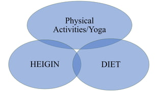 Physical
Activities/Yoga
HEIGIN DIET
 