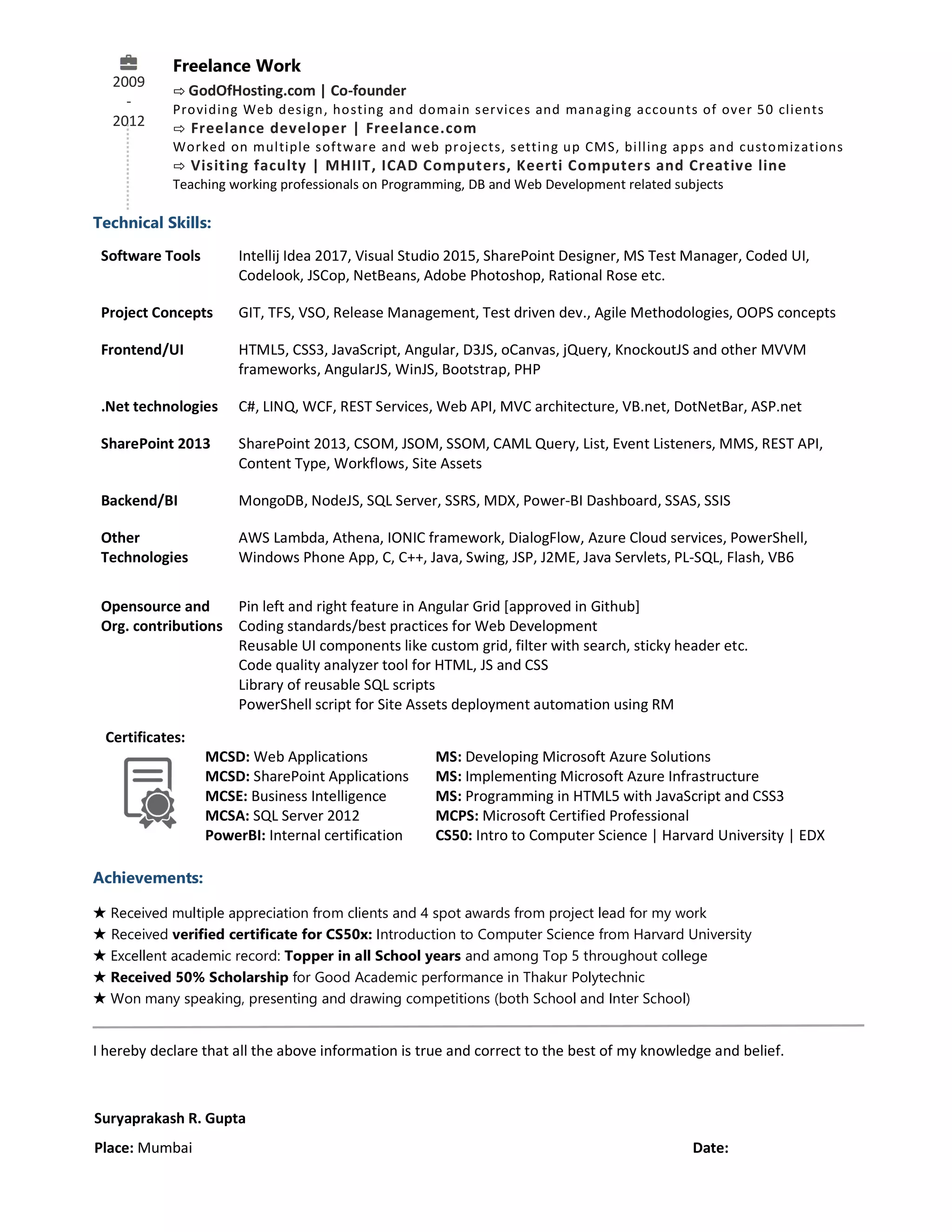 Senior software engineer, Senior Full stack web developer Resume | PDF