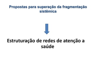 Propostas para superação da fragmentação
sistêmica
Estruturação de redes de atenção a
saúde
 