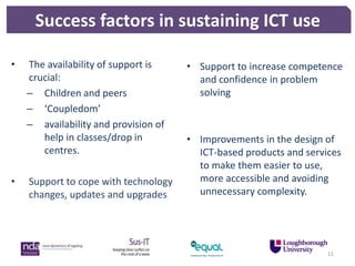 Learning to use and sustaining use of ICTs by older people'  Prof Leela Damodaran - Loughborough University