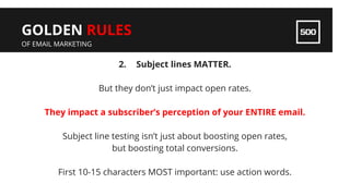 2. Subject lines MATTER.
But they don’t just impact open rates.
They impact a subscriber’s perception of your ENTIRE email...