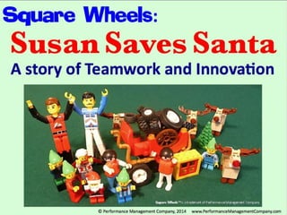 Susan and Santa speed Round Wheels Everywhere - a Square Wheels LEGO Story