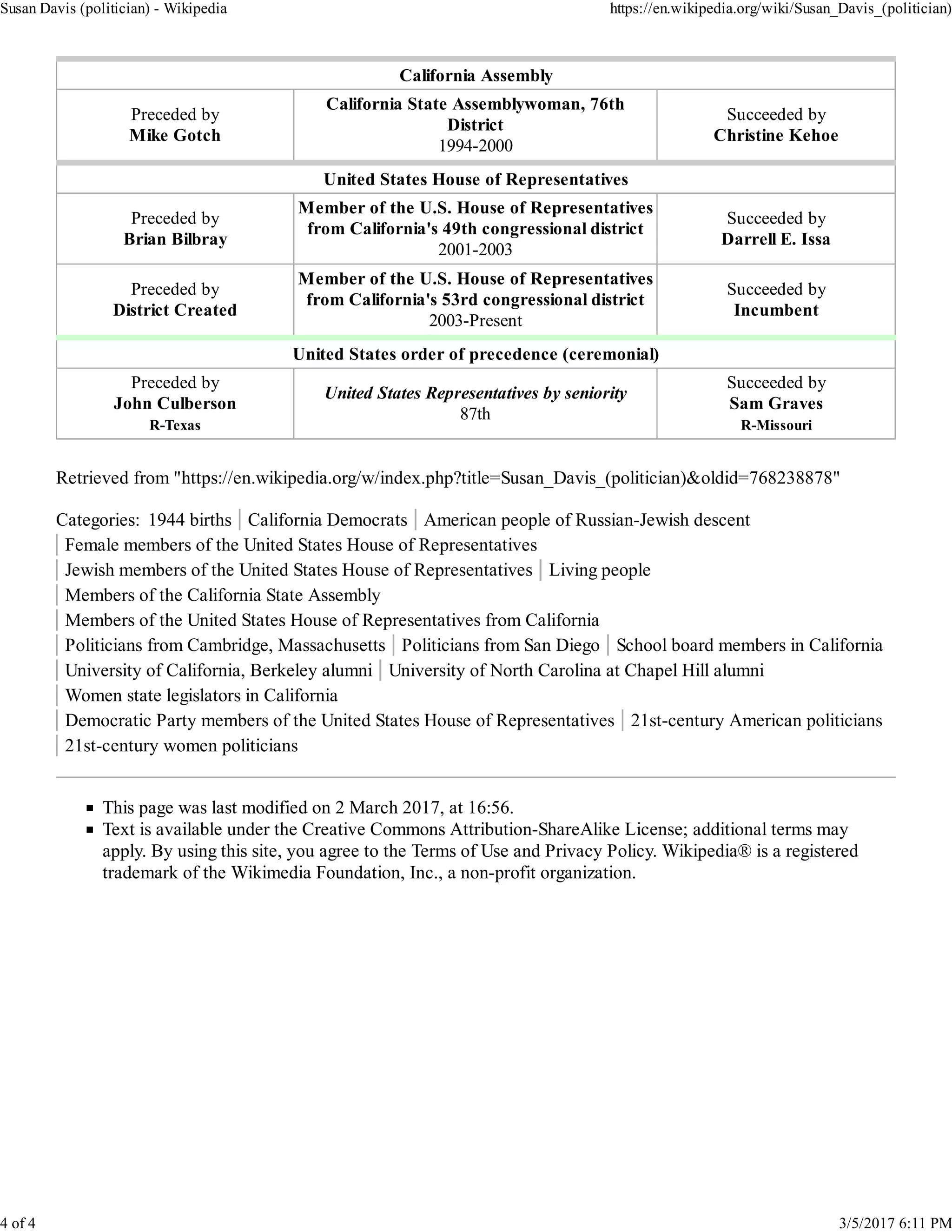 Susan davis (politician) wikipedia(highlighted) | PDF