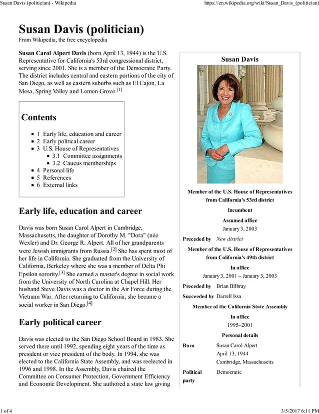 Susan davis (politician) wikipedia(highlighted) | PDF