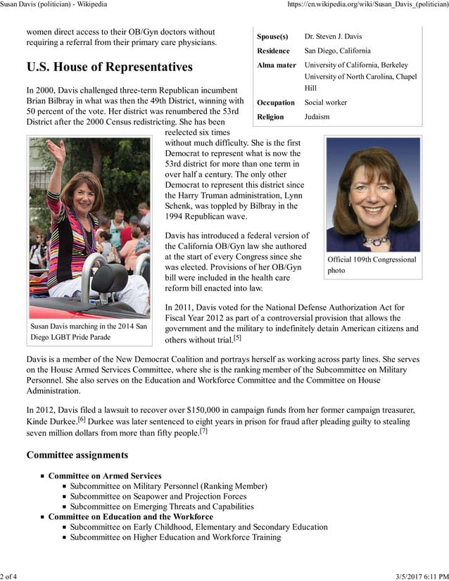 Susan davis (politician) wikipedia(highlighted) | PDF