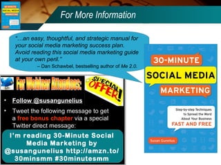 For More Information “… an easy, thoughtful, and strategic manual for your social media marketing success plan.  Avoid rea...
