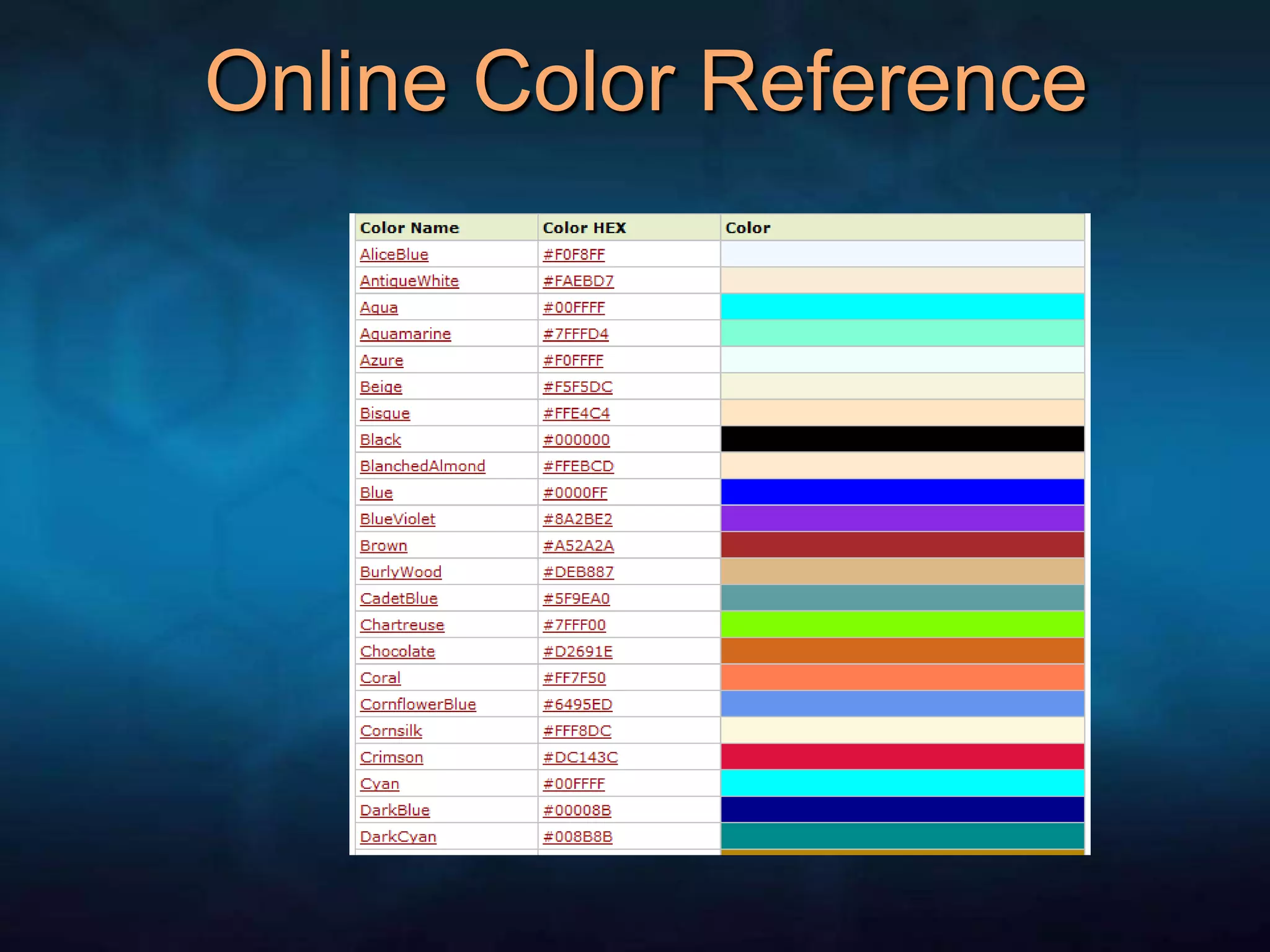 Online Color Reference