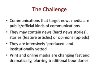 News media for awareness and advocacy in in livestock research for development