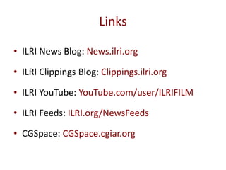 News media for awareness and advocacy in in livestock research for development