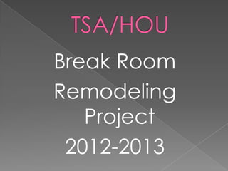 Break Room
Remodeling
   Project
 2012-2013
 