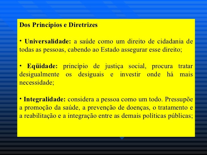 Quais Os Principios Do Sus Define Cada Um Deles