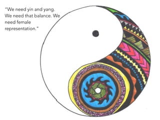 “We need yin and yang.
We need that balance. We
need female
representation.”
 