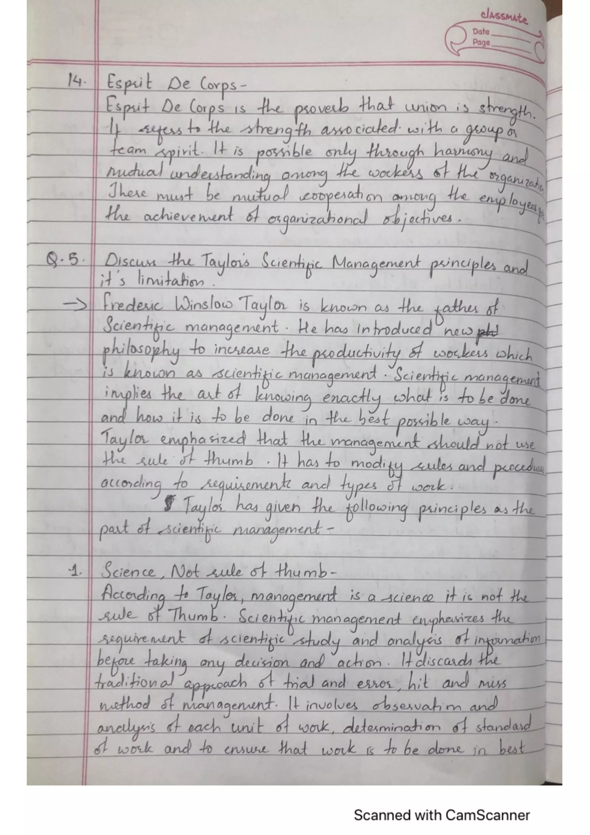 Management, Principle of Management (6 Questions answers) NEB XII