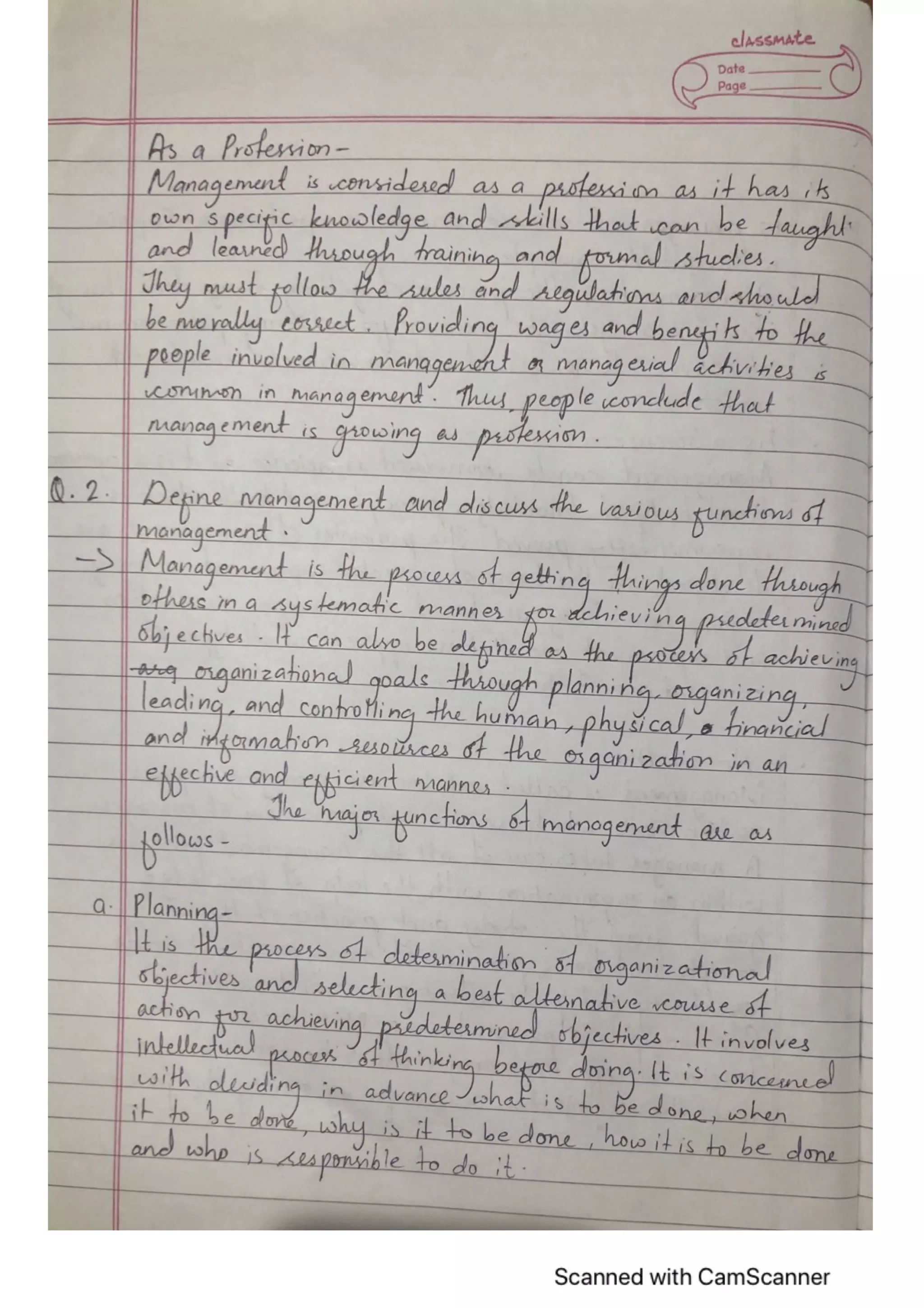 Management, Principle of Management (6 Questions answers) NEB XII