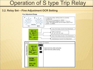 Operation of S type Trip Relay
3.2. Relay Set – Fine Adjustment OCR Setting
 