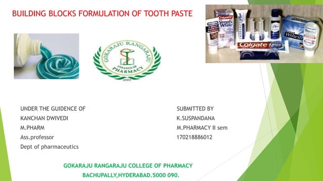 Toothpaste Formulation Examples Tooth paste formulation | PPTX