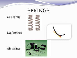 SPRINGS
 Coil spring
 Leaf springs
 Air springs
 