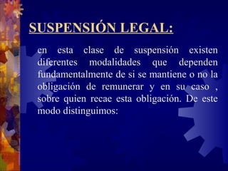 Suspensión de la relación laboral y normas de protección a la ...