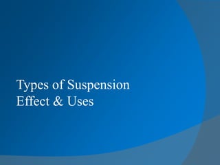 Types of Suspension
Effect & Uses
 