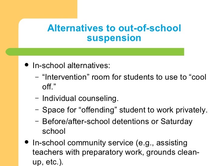 Addressing problems with school suspension Practice and promising st…