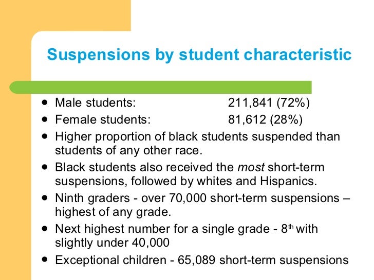 Addressing problems with school suspension Practice and promising st…