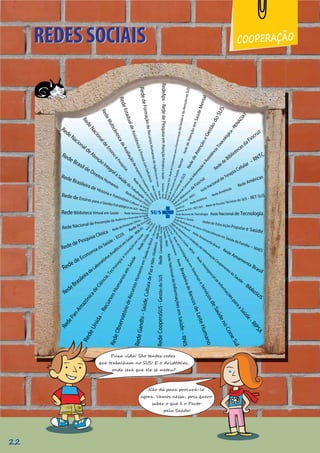 THE HEALTHTEAM
REDES SOCIAIS
REDES SOCIAIS COOPERAÇÃO
RededeBibliotecas eUnidadesdeInform
açãoCooperantesda Saúde –BiblioSUS
Rede Brasileira de História e Patrimônio Cultural da Saúde
I
n
f
o
r
m
a
ç
õ
e
s
p
a
r
a
a
S
a
ú
d
e
-
R
I
P
S
A
R
e
d
e
I
n
t
e
r
a
g
e
n
c
i
a
l
d
e
I
n
f
o
r
m
a
ç
õ
e
s
p
a
r
a
a
S
a
ú
d
e
–
R
I
P
S
A
em
Sa
ú
d
e
-
R
N
IS
R
e
d
e
N
a
c
io
n
a
l
d
e
In
fo
r
m
a
ç
õ
e
s
e
m
S
a
ú
d
e
–
R
N
IS
R
e
d
e
O
b
s
e
r
v
a
t
ó
r
i
o
d
e
R
e
c
u
r
s
o
s
H
u
m
a
n
o
s
e
m
S
a
ú
d
e
n
o
B
r
a
s
i
l
-
O
b
s
e
r
v
a
R
H
C
o
n
e
S
u
l
R
e
d
e
d
e
I
n
v
e
s
t
i
g
a
ç
ã
o
e
m
S
i
s
t
e
m
a
s
e
S
e
r
v
i
ç
o
s
d
e
S
a
ú
d
e
n
o
C
o
n
e
S
u
l
R
e
d
e
U
n
i
d
a
–
R
e
c
u
r
s
o
s
H
u
m
a
n
o
s
e
m
S
a
ú
d
e
R
e
d
e
U
n
i
d
a
-
R
e
c
u
r
s
o
s
Rede Nacional de Tecnologia Rede Nacional de Tecnologia
Popular e Saúde
Rede de Educação Popular e Saúde
Terapia Celular - RNTC
Rede Nacional de Terapia Celular – RNTC
Técnicas do SUS - RET-SUS Rede de Escolas Técnicas do SUS – RET-SUS
Américas
Rede Américas
Rede Américas
Rede Américas
R
e
d
e
G
a
n
d
h
i
–
S
a
ú
d
e
,
C
u
l
t
u
r
a
d
e
P
a
z
e
N
ã
o
–
V
io
lê
n
c
i
a
R
e
d
e
G
an
dh
i
R
e
d
e
P
a
n
-
A
m
a
z
ô
n
i
c
a
d
e
C
i
ê
n
c
i
a
,
T
e
c
n
o
l
o
g
i
a
e
I
n
o
v
a
ç
ã
o
e
m
S
a
ú
d
e
R
e
d
e
P
a
n
RedeBrasileiradeLaboratóriosAnalíticosem
Saúde- REBLAS
Rede
Rede de Economia da Saúde – ECOS
Rede de Economia Rede Multicêntrica de Apoio á Especialização em Saúde da Família – MAES
B
a
n
c
o
s
d
e
L
e
it
e
H
u
m
a
n
o
R
e
d
e
B
r
a
s
i
l
e
i
r
a
d
e
B
a
n
c
o
s
d
e
L
e
i
t
e
H
u
m
a
n
o
RedeNacionaldeAtençãoIntegralàSaúdedoTrabalhador-RENAST
Amamenta Brasil
Rede Amamenta Brasil
Rede Amamenta Brasil
Rede de Pesquisa Clínica Rede de Pesquisa Clínica
Rede
Rede de Bibliotecas da Fiocruz
Rede de Bibliotecas da Fiocruz
Rede Brasil de Direitos Humanos
Rede Brasil de Direitos
Rede
Cooper
aSUS
-
G
e
stã
o
do
SUS
Rede
CooperaSUS
-
Gestão
R
e
d
e
N
a
c
i
o
n
a
l
d
e
C
e
n
t
r
o
s
d
e
I
n
f
o
r
m
a
ç
ã
o
e
A
s
s
i
s
t
ê
n
c
i
a
T
o
x
i
c
o
l
ó
g
i
c
a
-
R
E
N
A
C
I
A
T
R
e
d
e
N
a
c
i
o
n
a
l
d
e
E
n
s
i
n
o
e
P
e
s
q
u
i
s
a
R
e
d
e
N
a
c
i
o
n
a
l
d
e
E
n
s
i
n
o
A
t
e
n
ç
ã
o
e
G
e
s
t
ã
o
d
o
S
U
S
R
e
d
e
d
e
A
t
e
n
ç
ã
o
e
G
e
s
t
ã
o
d
o
S
U
S
R
e
d
e
M
u
l
t
i
c
ê
n
t
r
i
c
a
d
e
A
v
a
l
i
a
ç
ã
o
d
e
I
m
p
l
a
n
t
e
s
O
r
t
o
p
é
d
i
c
o
s
-
R
E
M
A
T
O
R
e
d
e
E
s
t
a
d
u
a
l
d
e
A
s
s
i
s
t
ê
n
c
i
a
à
P
e
s
s
o
a
c
o
m
D
e
fi
c
iê
n
c
ia
R
e
d
e
E
s
t
a
d
u
a
l
R
e
d
e
d
e
F
o
rm
a
ç
ã
o
d
e
R
e
c
u
rs
o
s
H
u
m
a
n
o
s
d
e
V
ig
ilâ
n
ci
a
e
m
Sa
úd
e
Re
de
de
RedeAps
-
Rede
de
Pes
quisa
em
Atenção
Primár
ia
à
Saúde
RedeAps
-
Rede
R
e
d
e
d
e
A
t
e
n
ç
ã
o
e
m
S
a
ú
d
e
M
e
n
t
a
l
R
e
d
e
d
e
A
t
e
n
ç
ã
o
e
m
S
a
ú
d
e
M
e
n
t
a
l
R
ed
e
H
u
m
an
iz
a
SU
S
-
R
ed
e
d
e
C
o
la
b
o
ra
çã
o
p
ar
a
a
H
u
m
a
n
iz
a
çã
o
d
a
G
e
s
tã
o
e
d
a
A
te
n
ç
ã
o
n
o
S
U
S
Rede Biblioteca Virtual em Saúde Rede Biblioteca Virtual
Rede de Ensino para a Gestão Estratégica do SUS - RegeSUS
Rede Nacional de Prevenção da Violência e Promoção da Saúde
Não dá para procurá-lo
agora. Vamos nessa, pois quero
saber o que é o Pacto
pela Saúde!
Puxa vida! São tantas redes
que trabalham no SUS! E o Aristóteles,
onde será que ele se meteu?
22
 