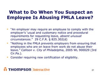 Controlling Intermittent Leave under the FMLA | PPT