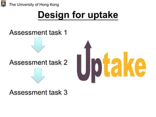 Design for uptake
Assessment task 1
Assessment task 2
Assessment task 3
The University of Hong Kong
 