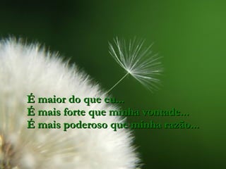 É maior do que eu... É mais forte que minha vontade... É mais poderoso que minha razão...   