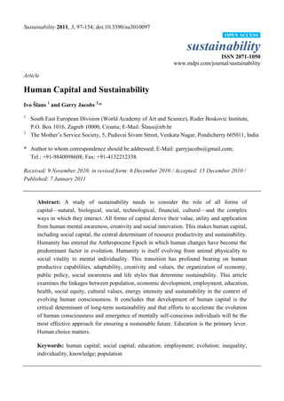 Human Capital and sustainability | PDF