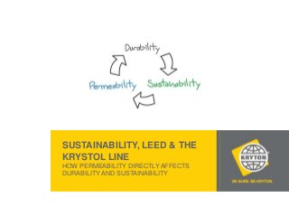SUSTAINABILITY, LEED & THE
KRYSTOL LINE
HOW PERMEABILITY DIRECTLY AFFECTS
DURABILITY AND SUSTAINABILITY

© 2012 KRYTON - CONFIDENTIAL AND PROPRIETARY. | kryton.com

 
