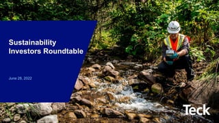 Global Metals and Mining Conference
1
Sustainability
Investors Roundtable
June 28, 2022
 