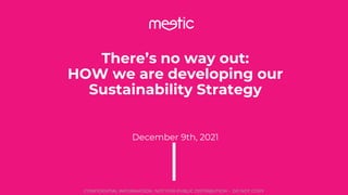 CONFIDENTIAL INFORMATION : NOT FOR PUBLIC DISTRIBUTION - DO NOT COPY
There’s no way out:
HOW we are developing our
Sustainability Strategy
December 9th, 2021
 