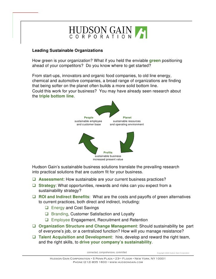 Hudson Gain S Sustainability Practice