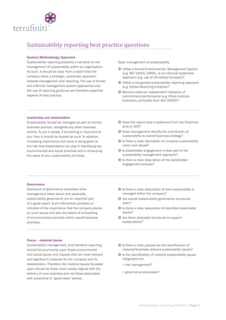 Sustainability Reporting Checklist | PDF