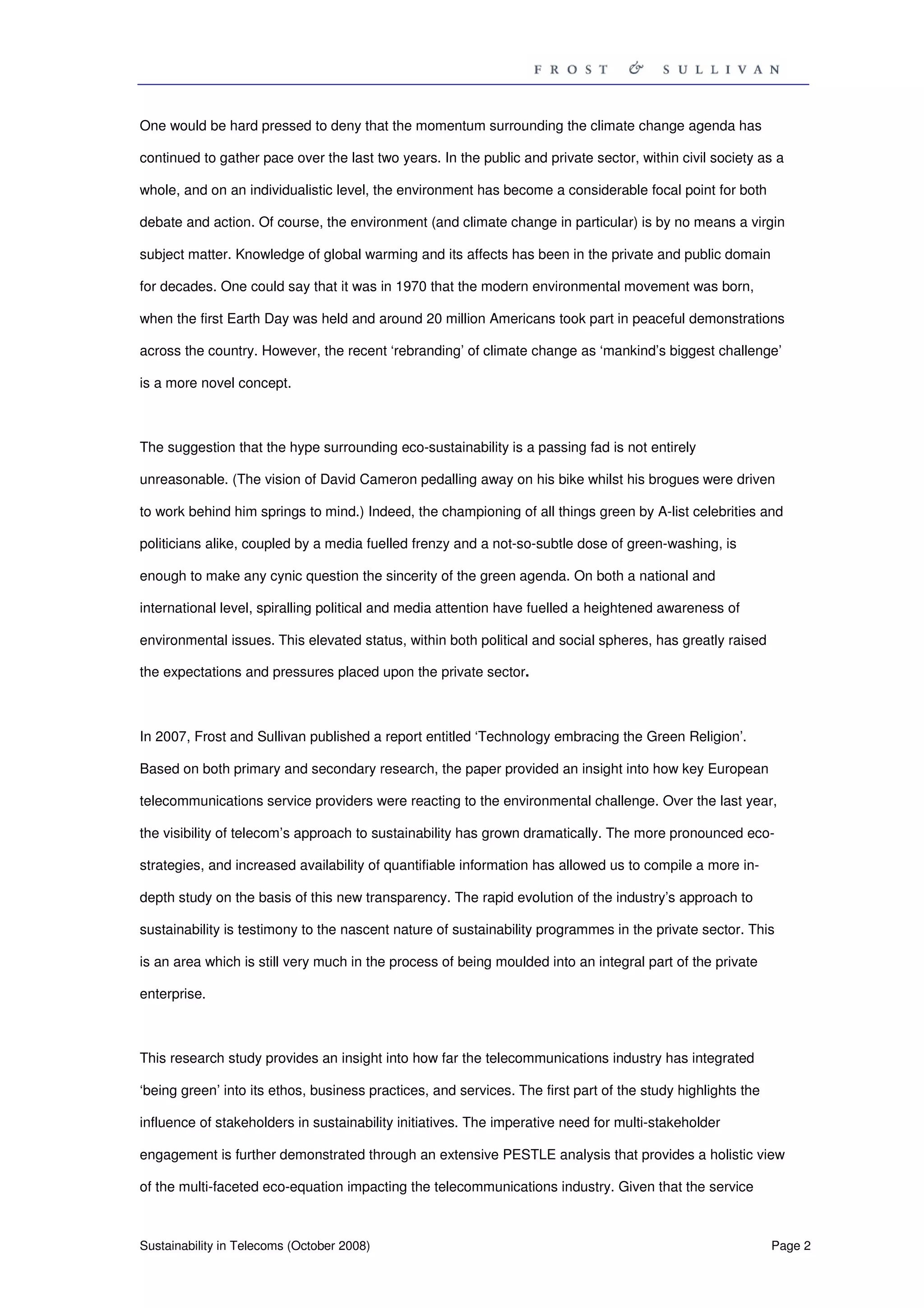 Sustainability in Telecoms